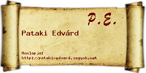 Pataki Edvárd névjegykártya